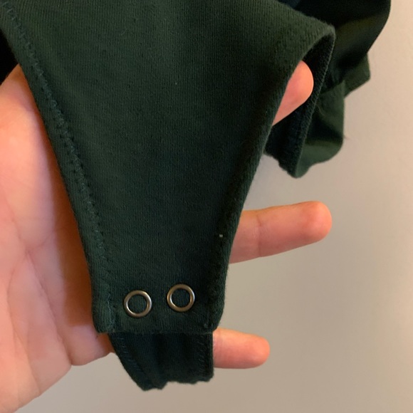 Abercrombie & Fitch Satin green embroidered thong bodysuit - Picture 7 of 7